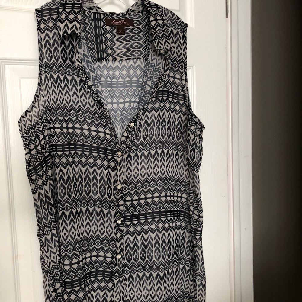 Sheer Maternity Button Down Blouse - image 1